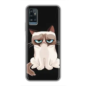 Чехол с принтом для ZTE Blade A71 (AlphaPrint) Модные коты (Грустный кот)