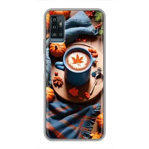 Чехол с уникальным дизайном «Осень с кофе» для ZTE Blade A71 (Кофе и тыковки)