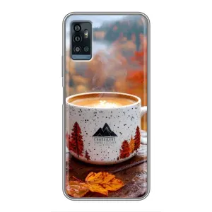 Чехол с уникальным дизайном «Осень с кофе» для ZTE Blade A71 (Кофе на природе)