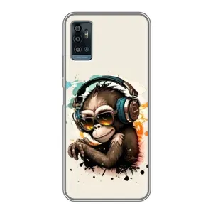 Чехол с Обезьянами ZTE Blade A71 - (AlphaPrint) (Макака в наушниках)