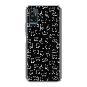 Чехол с принтом для ZTE Blade A71 (AlphaPrint) Модные коты (Меленькие котики)