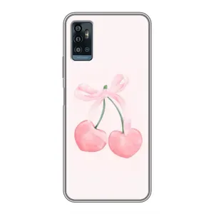 Чехол с розовым рисунком для ZTE Blade A71 (Розовые вишни)