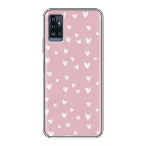 Чехол с розовым рисунком для ZTE Blade A71 (Сердечки на розовом)