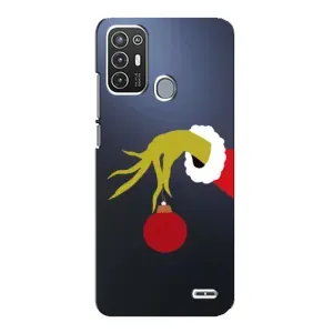 Зимні Чохли для ZTE Blade А72 - прозорий фон (Грінч з іграшкою)