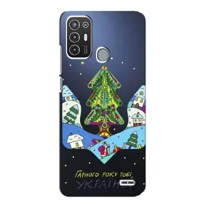 Зимні Чохли для ZTE Blade А72 - прозорий фон (Різдвяний герб)