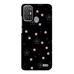 Чехол с розовым рисунком для ZTE Blade A72 (Розовые цветы на черном)