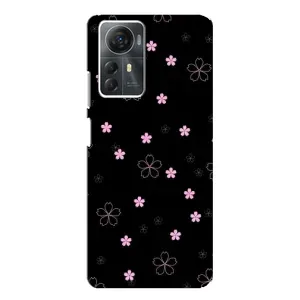 Чохол з розовим принтом для ZTE Blade A72s (Рожеві квіти на чорному)