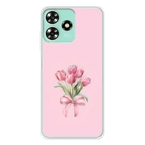 Чехол с розовым рисунком для ZTE Blade A73 (Букет цветов)