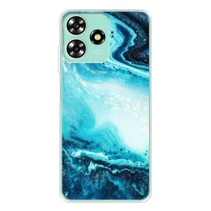 Мраморний чехол на ZTE Blade A73 (VPrint) (Блакитний мрамор)