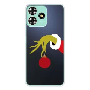 Зимні Чохли для ZTE Blade А73 - прозорий фон (Грінч з іграшкою)