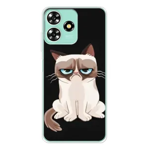 Чехол с принтом для ZTE Blade A73 (AlphaPrint) Модные коты (Грустный кот)