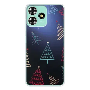 Зимні Чохли для ZTE Blade А73 - прозорий фон (Різдвяні ялинки)