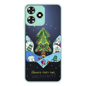 Зимні Чохли для ZTE Blade А73 - прозорий фон (Різдвяний герб)