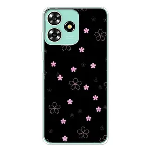 Чехол с розовым рисунком для ZTE Blade A73 (Розовые цветы на черном)