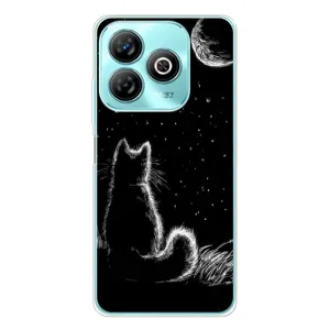 Чехол с принтом для ZTE Blade A75 (AlphaPrint) Модные коты (Котик и луна)