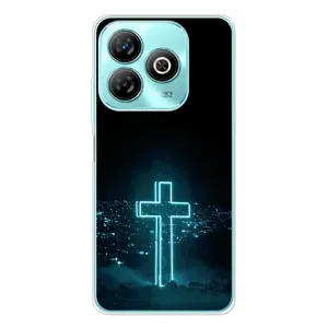 Чехол для ZTE Blade A75 (AlphaPrint) - (Христианские) (Крест и город)