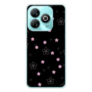 Чехол с розовым рисунком для ZTE Blade A75 (Розовые цветы на черном)
