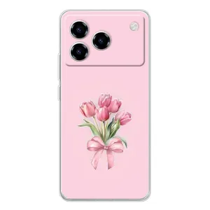 Чехол с розовым рисунком для ZTE Blade A76 (Букет цветов)