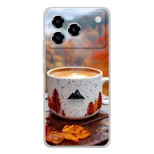 Чехол с уникальным дизайном «Осень с кофе» для ZTE Blade A76 (Кофе на природе)