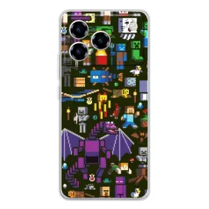 Чехол Майнкрафт на ZTE Blade A76 (AlphaPrint) Minecraft (Коллаж Майнкрафт)