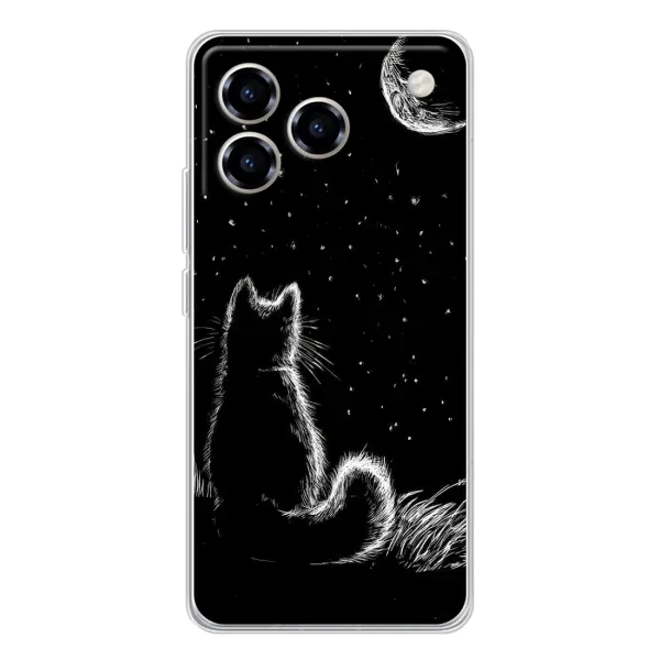 Чехол с принтом «Котик и луна» для ZTE Blade A76