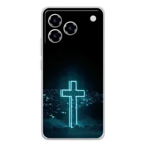 Чехол для ZTE Blade A76 (AlphaPrint) - (Христианские) (Крест и город)