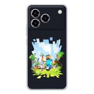 Чехол Майнкрафт на ZTE Blade A76 (AlphaPrint) Minecraft (персонажи Minecraft)