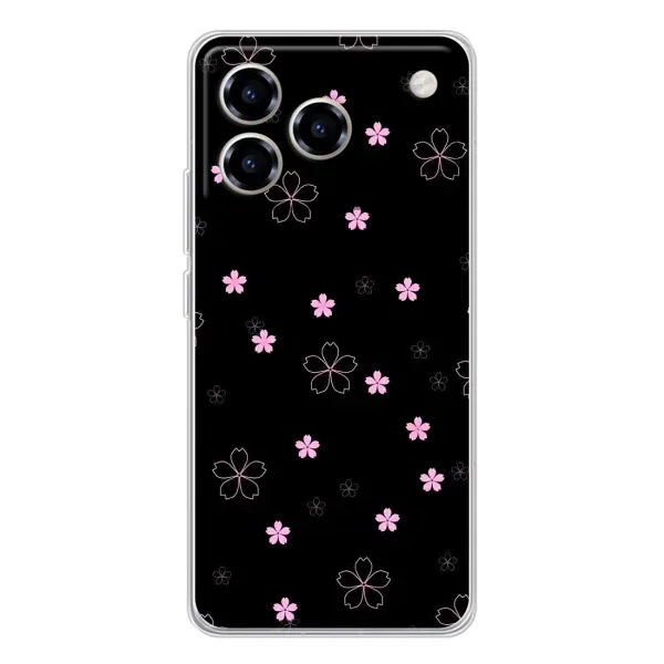 Чехол с принтом «Розовые цветы на черном» для ZTE Blade A76