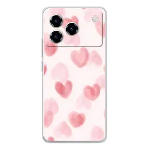 Чехол с розовым рисунком для ZTE Blade A76 (Розовые сердечки)