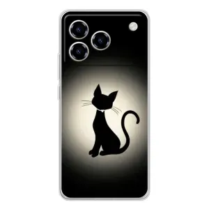 Чехол с принтом для ZTE Blade A76 (AlphaPrint) Модные коты (Силуэт котика)