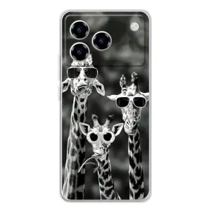 Силиконовый чехол с КАРТИНКАМИ лето для ZTE Blade A76 (AlphaPrint) (Жирафы в очках)