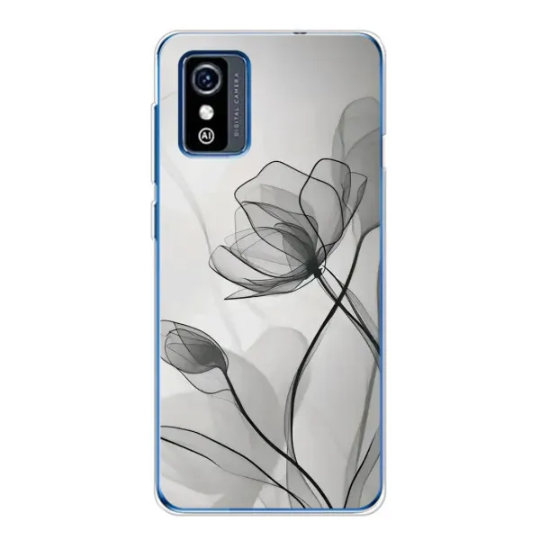 Чехол с принтом «Черные цветы» для ZTE Blade L9
