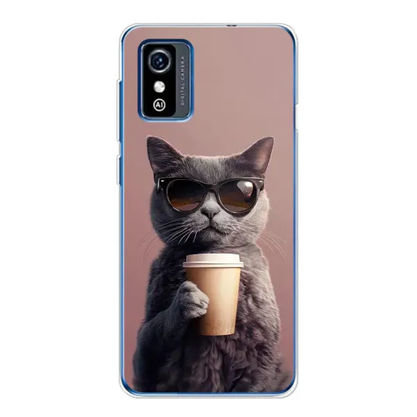 Чехол с принтом «Кот с кофе» для ZTE Blade L9