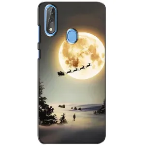Новогодние, Праздничные Чехлы для ZTE Blade V10 - 2024 год (Санта на луне)