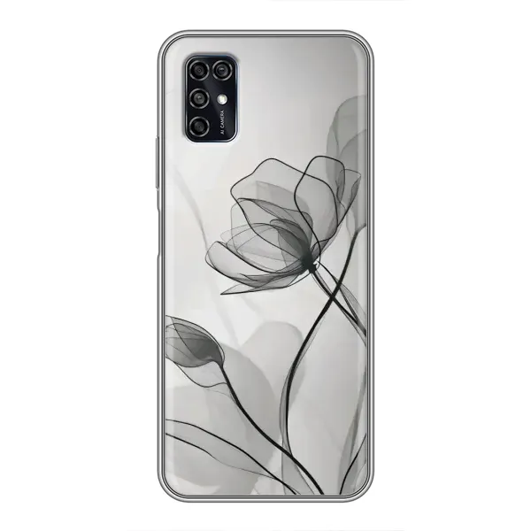 Чехол с принтом «Черные цветы» для ZTE Blade V2020 Smart