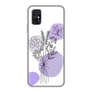 Силиконовый чехол с принтом в цветах на ZTE Blade V2020 Smart (Букет фиолетовая абстракция)