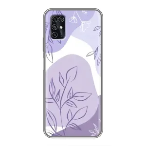 Силиконовый чехол с принтом в цветах на ZTE Blade V2020 Smart (Фиолетовые листья абстракция)