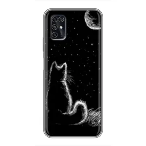 Чохол з принтом для ZTE Blade V2020 Smart (AlphaPrint) Модні коти (Котик і місяць)