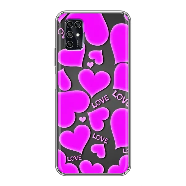 Чехол с принтом «Pink hearts» для ZTE Blade V2020 Smart