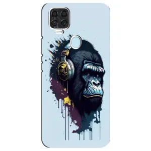 Чехол с Обезьянами ZTE Blade V2020 - (AlphaPrint) (Горилла в наушниках)