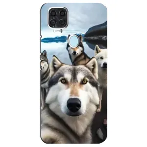 Чехол с Хаски для ZTE Blade V2020 - (AlphaPrint) (Селфи ХАски)