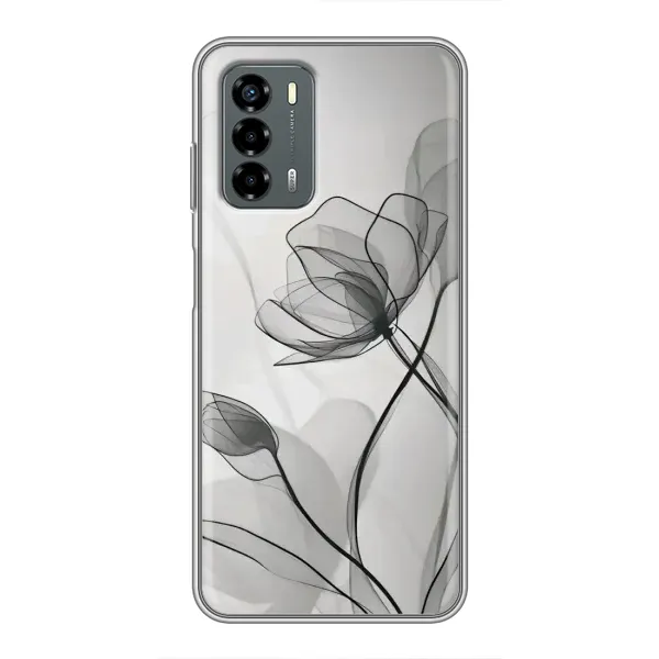 Чехол с принтом «Черные цветы» для Blade V40 Vita