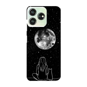 Чехол с рисунком кот на ZTE Blade V50 Design (Девушка с котом)