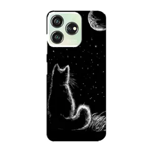 Чохол з принтом для ZTE Blade V50 Design (AlphaPrint) Модні коти (Котик і місяць)