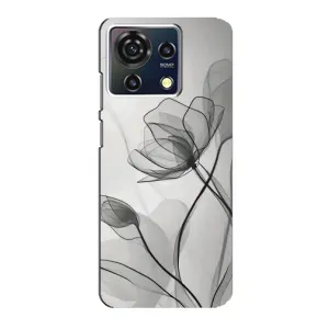 Чохол з квітковим принтом на ZTE Blade V50 Vita (Чорні квіти)