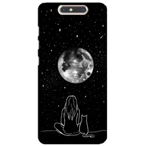 Чехол с рисунком кот на ZTE Blade V8 (Девушка с котом)