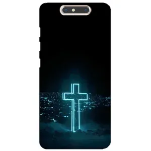 Чехол для ZTE Blade V8 (AlphaPrint) - (Христианские) (Крест и город)