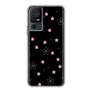 Чохол з розовим принтом для ZTE Nubia A75 (Рожеві квіти на чорному)