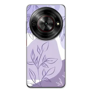 Силиконовый чехол с принтом в цветах на ZTE Nubia Focus 5G (Фиолетовые листья абстракция)