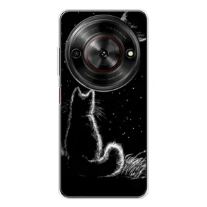 Чехол с принтом для ZTE Nubia Focus 5G (AlphaPrint) Модные коты (Котик и луна)